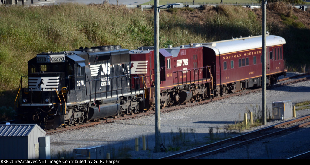 NS research train tied down at Lynchburg,